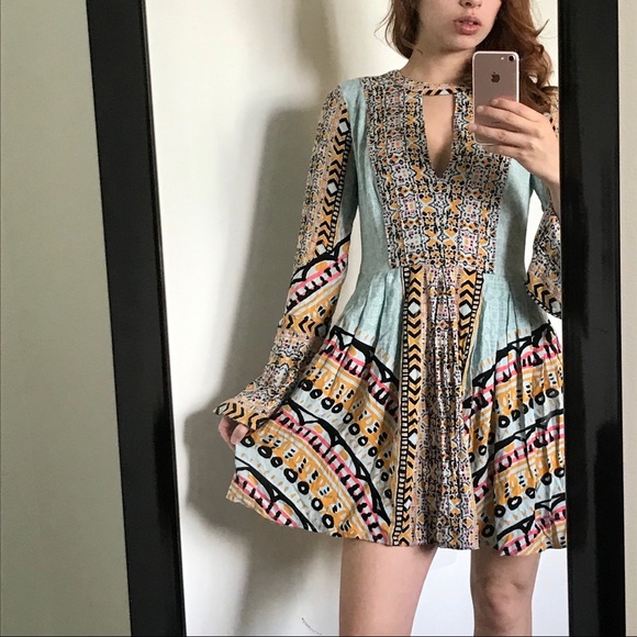 Free People Dresses & Skirts - Free People Long Blue Sleeve Dress SZ 0
